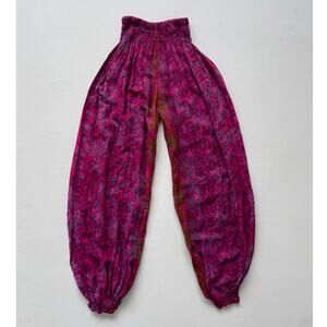 Vtg 90 Y2K Magenta Patterned Indian Cotton Pants / Sz S / Psychedelic Festival